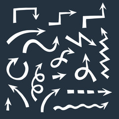 Arrows drawn pen. Bright arrows on a dark background.