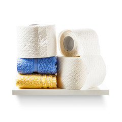 Fototapeta na wymiar Toilet paper and towels