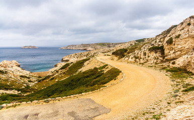 Fototapeta na wymiar Pomegues island in Marseille, former military zone
