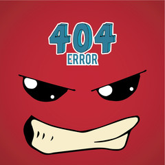 Error 404,disgusted face over  red color background