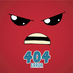 Error 404,angry face over  red color background