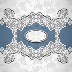 Vintage background with seamless pattern in silver blue