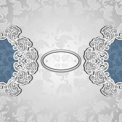 Vintage background with seamless pattern in silver blue
