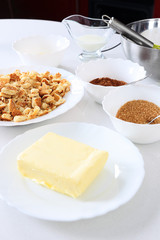 Ingredients for preparing of chocolate salami