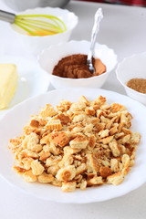 Ingredients for preparing of chocolate salami
