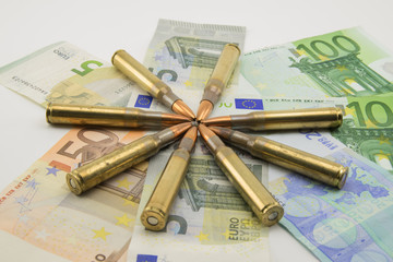 composition with bullets and euros