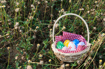 Easter eggs in basket