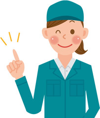 作業員　女性　指差し