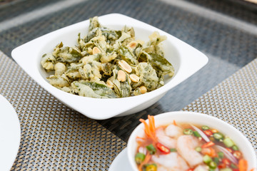 green tea Glory with shrimp Salad