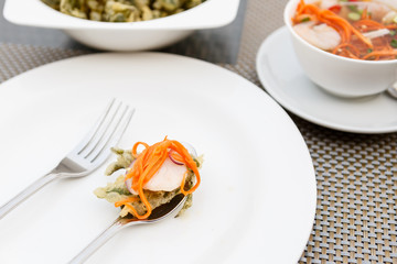 green tea Glory with shrimp Salad
