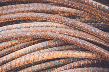 Steel rods or bars used to reinforce concrete