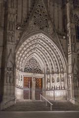 Entrance of carved church, Santa Maria del Mar Church, Barcelona