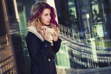 beautiful portrait of a girl with colored hair