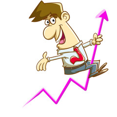 Happy Salesman Riding an Arrow on a Graph