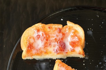 Bread, butter and strawberry jam