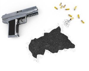 Gunpowder forming the shape of Central African Republic .(series