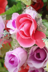 Beautiful vintage roses of artificial flowers