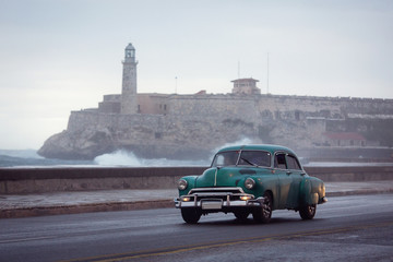 Classic old car on streets of Havana, Cuba