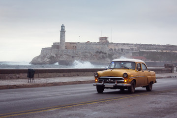 Classic old car on streets of Havana, Cuba