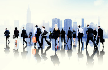 Business People Rush Hour Walking Commuting City Concept