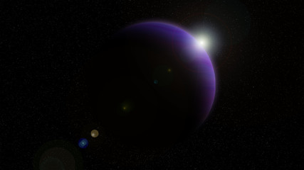 Violet planet with Rising Sun