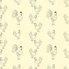 chickens seamless pattern background