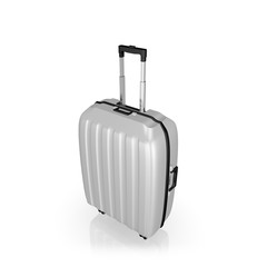 Luggage, aluminium suitcase on white isolated background