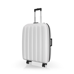 Luggage, aluminium suitcase on white isolated background