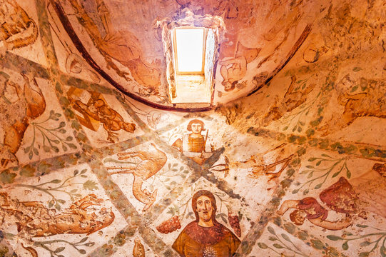 Apodyterium Fresco of Qasr Amra in present-day eastern Jordan