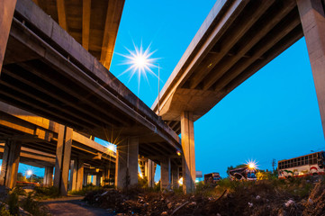 elevated express way with evening sky background.