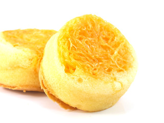 sponge cake on white background