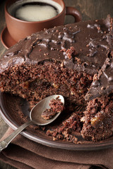 Chocolate cake and coffee