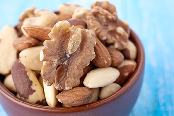 Mix nuts  on wooden  background