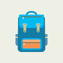 Backpack icon. Flat design