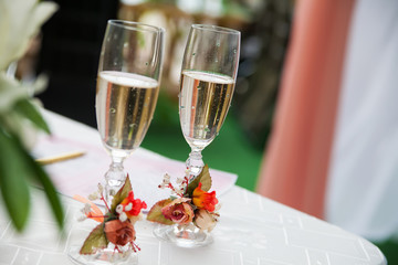 Wedding champagne on the ceremony