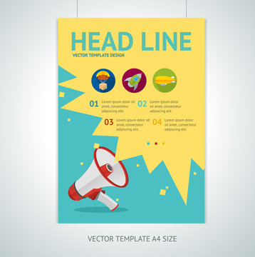 Vector megaphone brochure flyer design templates
