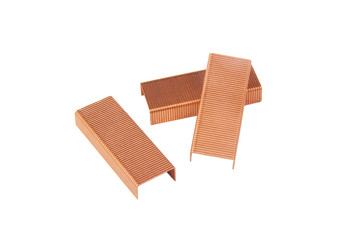 Set of metal staples isolated on a white background
