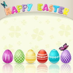 Easter background with Easter eggs and butterfly