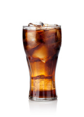 Cola glass with ice cubes