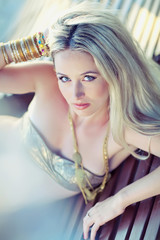 Fototapeta premium sexy woman are relaxing on a beach alone