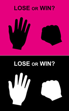 win or lose rock-paper hand, rock-paper hand vector