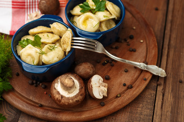 Meat Dumplings - russian boiled pelmeni in plate