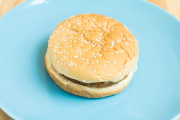 hamburger on wood background