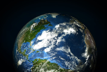 Fototapeta premium The Earth from space showing North and South America.