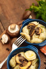 Meat Dumplings - russian boiled pelmeni in plate