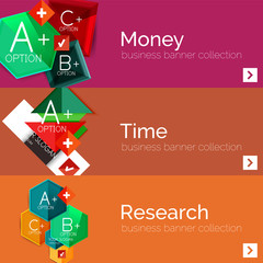 Flat design paper infographic banner set