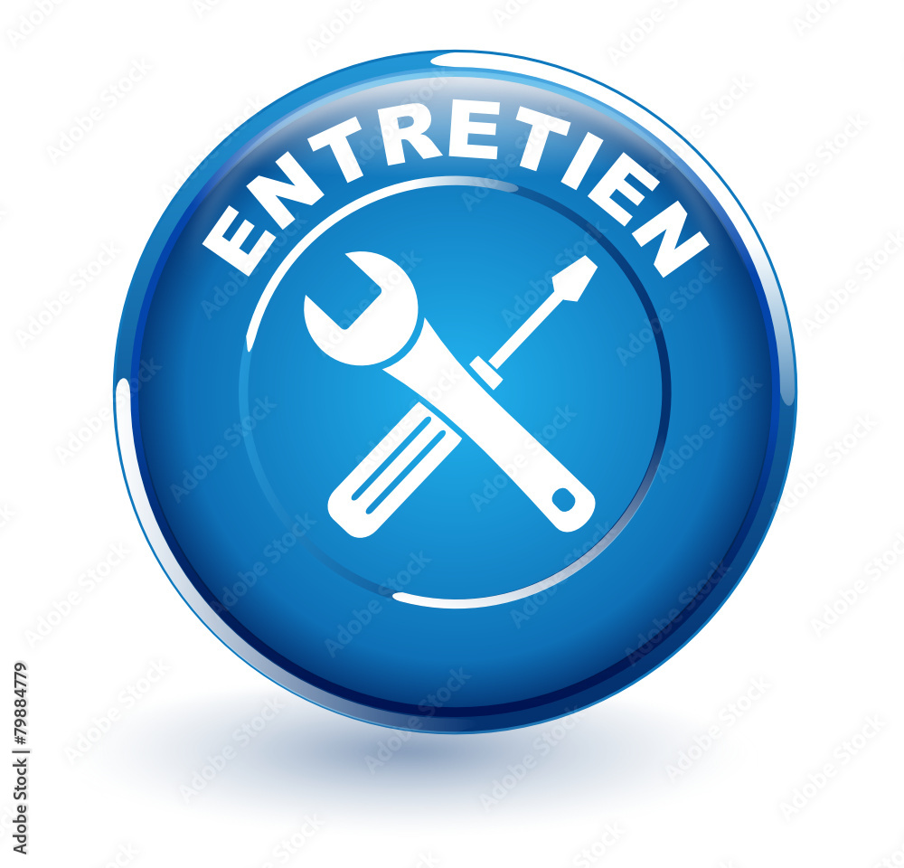 Sticker entretien sur bouton bleu