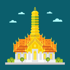 Naklejka premium Fabulous temple of Thailand flat design