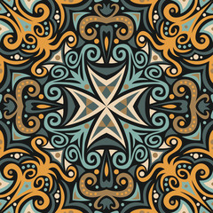 Abstract Colorful Damask Seamless Vector Background