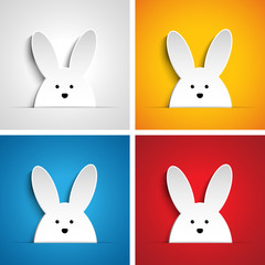 Happy Easter Rabbit Bunny Set Cartoon